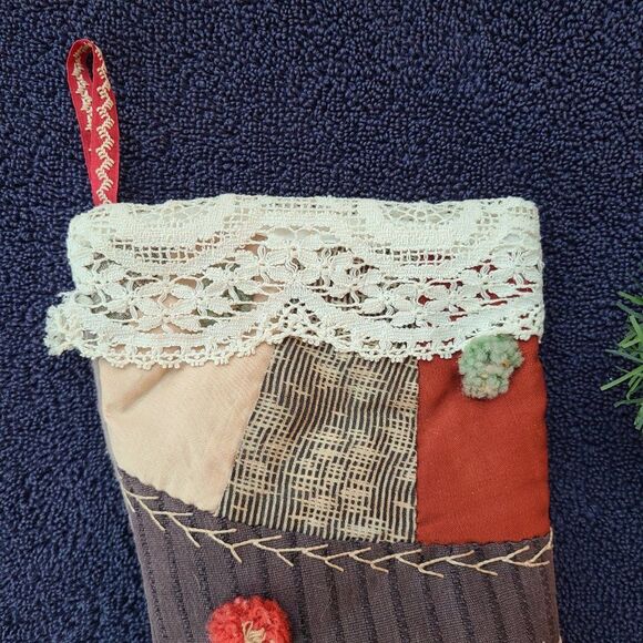 True Rustic Christmas Charm - Two Vintage Christmas Stockings From Quilt Pieces - Picture 3 of 16
